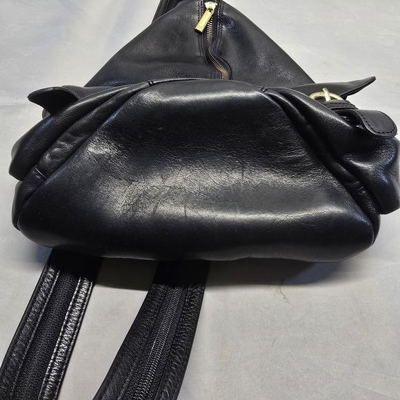 Boulder Ridge Black Leather Convertible Backpack/crossbody‎ - Picture 10 of 12